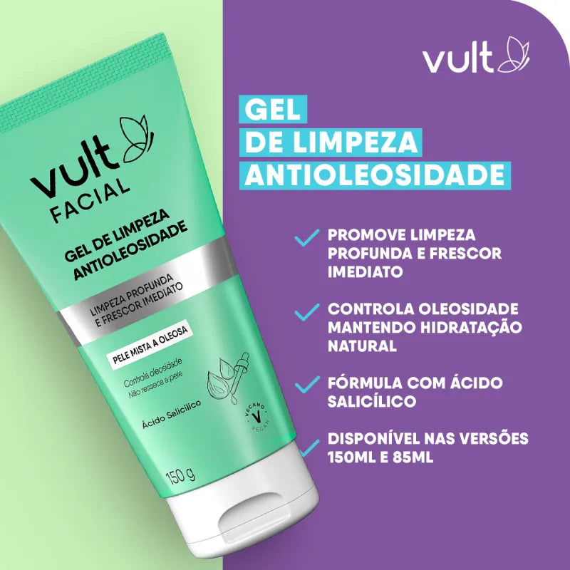 Gel de Limpeza Facial Antioleosidade Vult - 150g