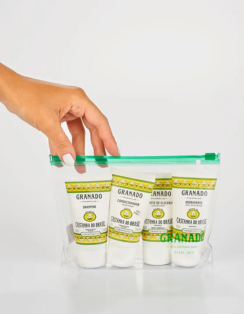 Kit Miniaturas Granado Castanha do Brasil - Shampoo 50ml + Condicionador 50ml + Sabonete 50ml + Hidratante 50ml