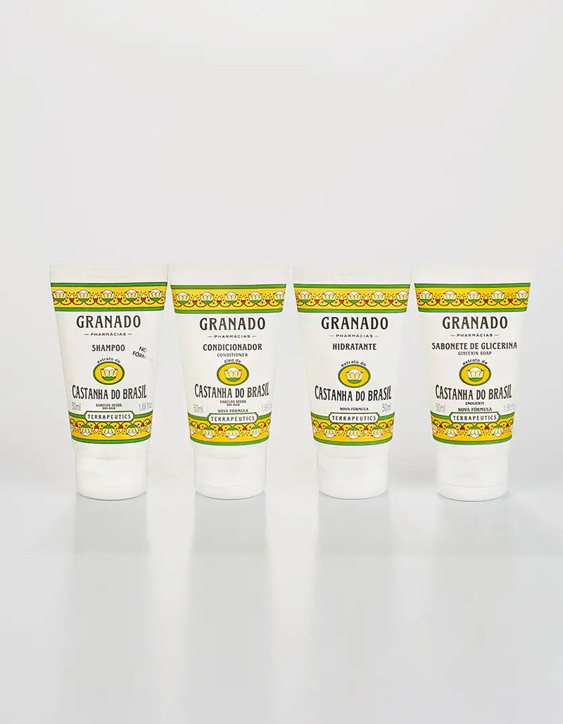 Kit Miniaturas Granado Castanha do Brasil - Shampoo 50ml + Condicionador 50ml + Sabonete 50ml + Hidratante 50ml