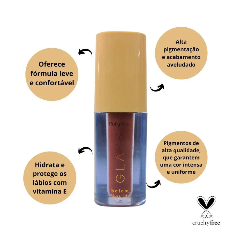 Batom Líquido Velvety Glass Bg02 Ruby Rose - 3,5ml