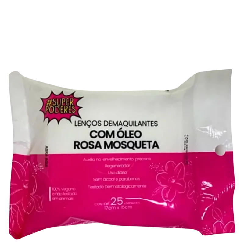 Lenço Demaquilante Óleo de Rosa Mosqueta Super Poderes - 25un